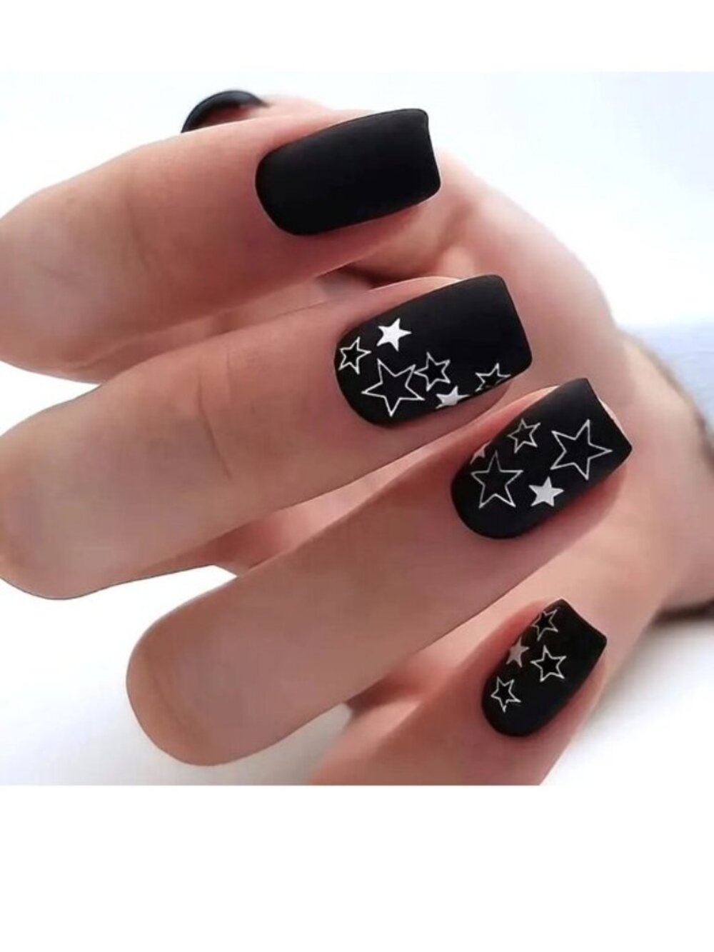 Nails Stars Fake Press On 24 Matte Stylish Manicure Sexy Glam Reusable Black